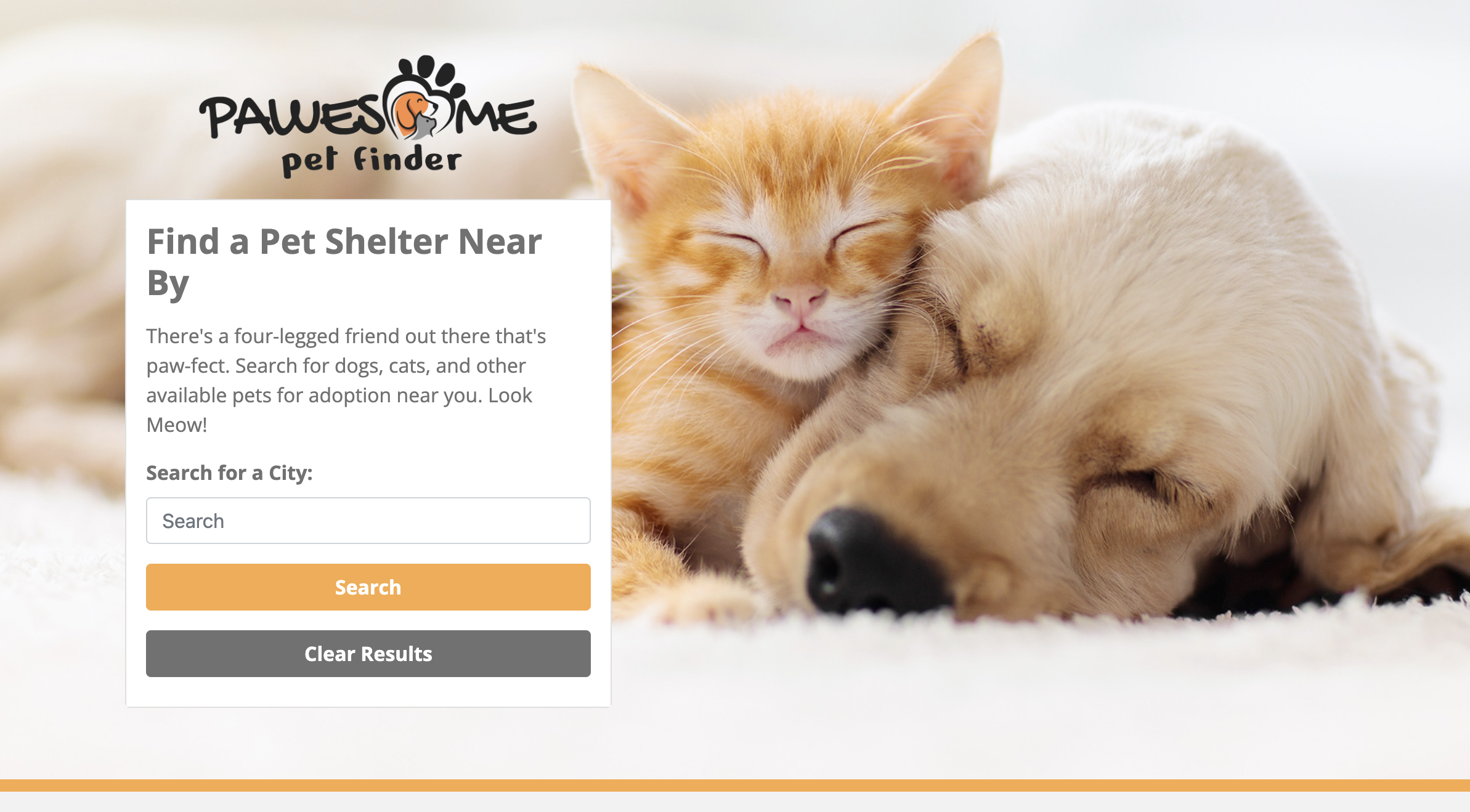 Pawsome Petfinder Homepage